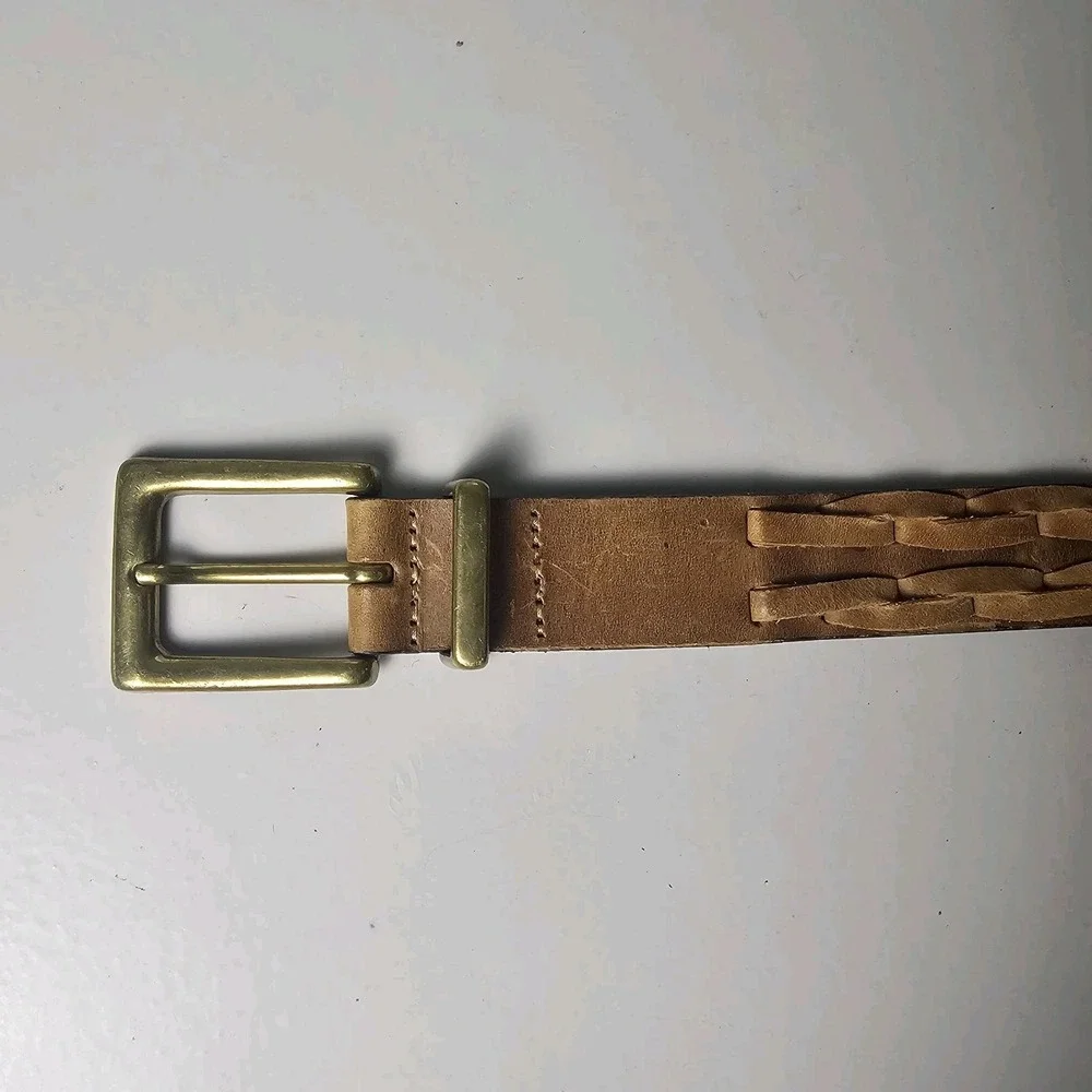 Brown Genuine Top Grain Leather Belt 42 Braided Woven Western Casual‎ Classic